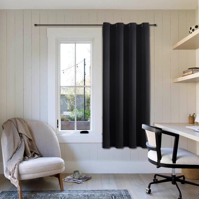 ChrisDowa Grommet Blackout Curtains for Bedroom - Thermal Insulated Room Darkening Curtains for Living Room (1 Panel Set  Black 52W x 45L) - Image 1