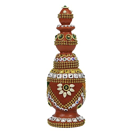 Fine Craft India Wooden Handmade Round Sindoor Box with Meena Work Refillable Case Multicolour H 19 W 6 L 5 cm (Set of Different Designs) (RED09) - Image 3
