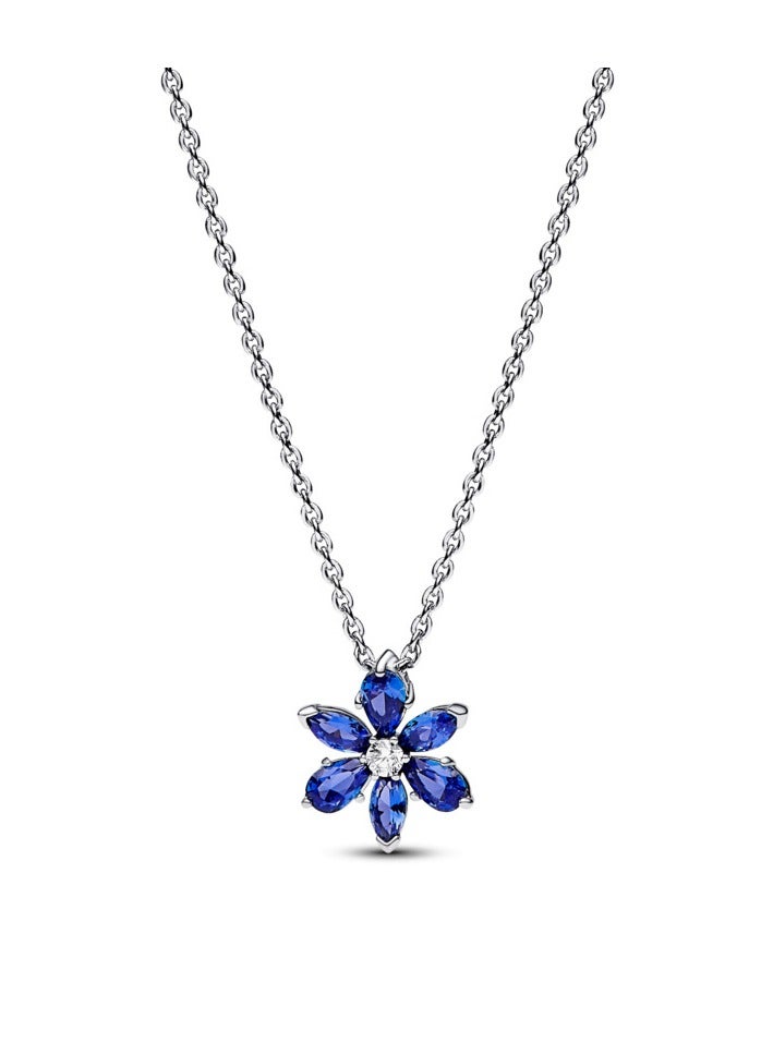 PANDORA Herbarium cluster sterling silver collier with princess blue crystal and clear cubic zirconia