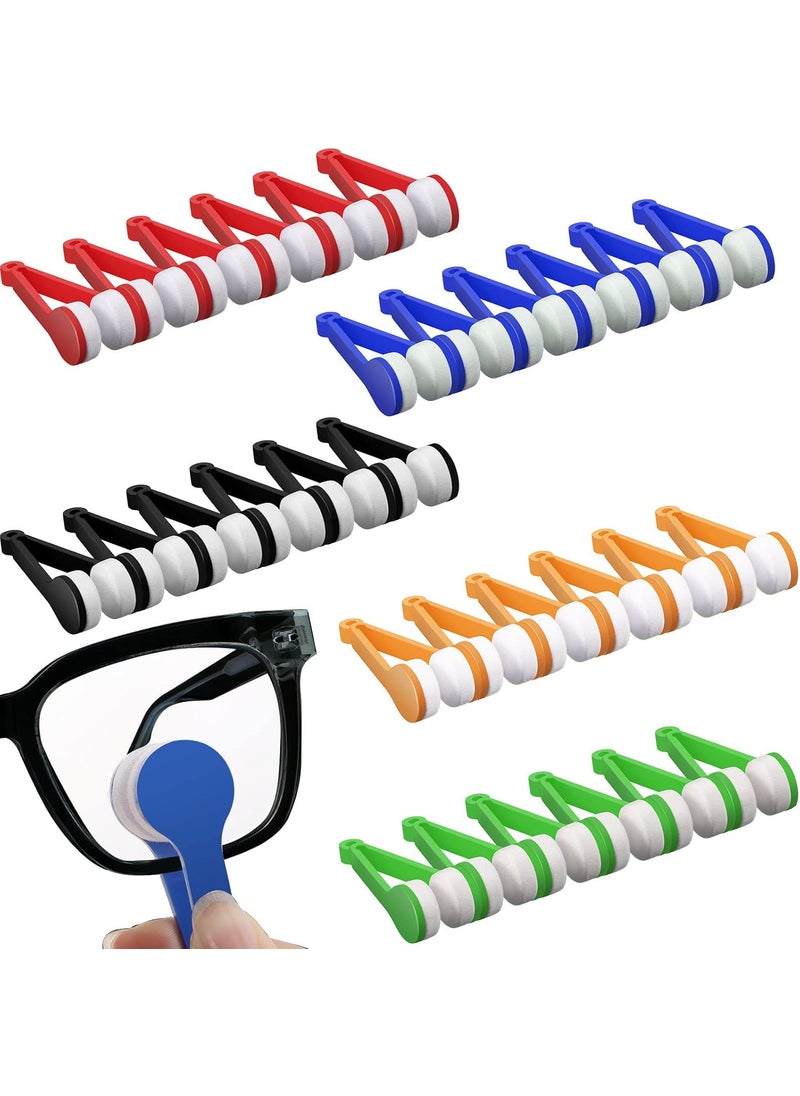 TOODOO 30 Pieces Mini Sun Glasses Eyeglass Microfiber Cleaner Glasses Soft Brush Tool Accessories Mini Spectacles Brush Cleaning Tool Eyeglasses Cleaner Microfiber Cleaning Clip 5 Colors  - Image 1