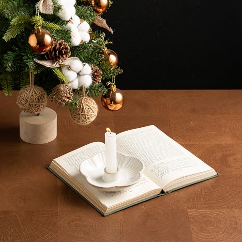 Mecaikru Ceramic Candle Holders Taper Candlestick Holder Flower Plate Tray for Candles, Incense, Santo Palo, Christmas Wedding Anniversary Party Home Decor (White) - Image 5