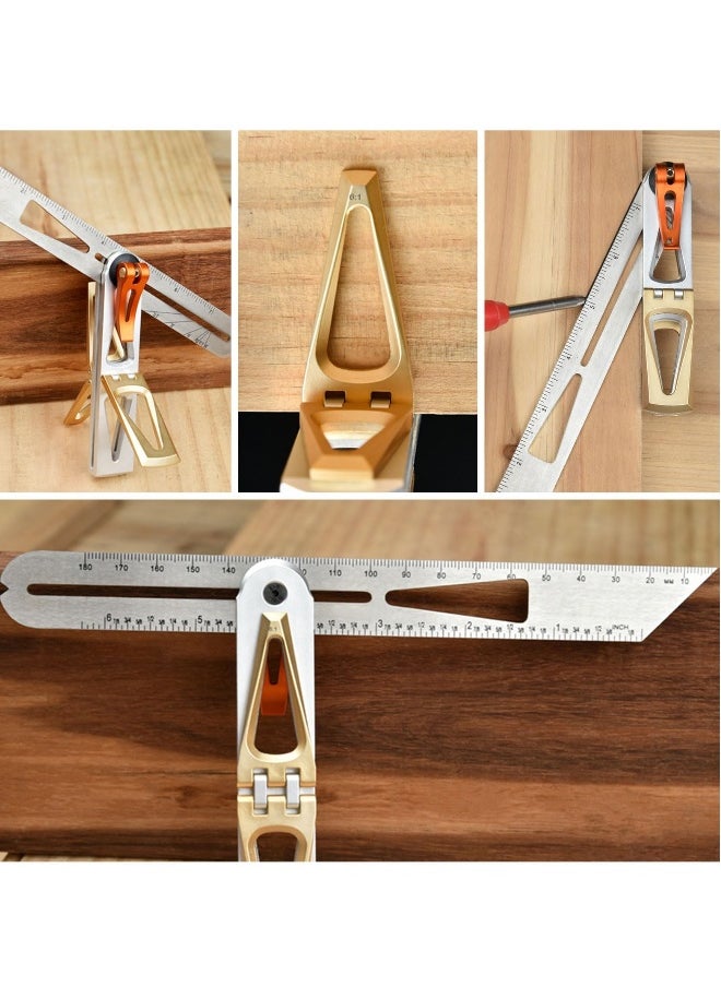 Generic - Woodworking Scriber Ruler - Multifunctional T-Type Angle Measuring and Marking Ruler, Dovetail Guide with 6:1 and 8:1 Slopes, Adjustable Gauge with Double-Sided Scale - Image 1