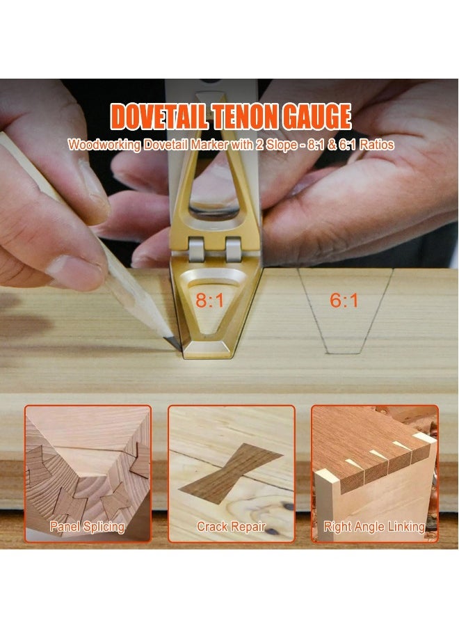 Generic Woodworking Scriber Ruler - Multifunctional T-Type Angle Measuring and Marking Ruler, Dovetail Guide with 6:1 and 8:1 Slopes, Adjustable Gauge with Double-Sided Scale  - Image 4