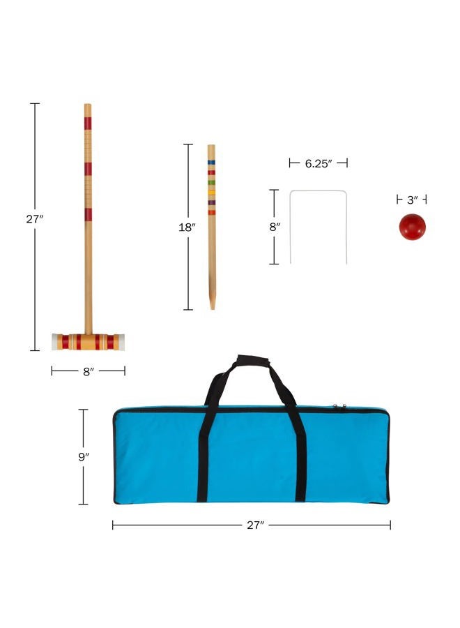Hey! Play! Croquet Set- Wooden Outdoor Deluxe Sports Set with Carrying Case- Fun Vintage Backyard Lawn Recreation Game, Kids or Adults (6 Players) - Image 2