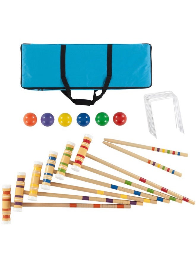 Hey! Play! Croquet Set- Wooden Outdoor Deluxe Sports Set with Carrying Case- Fun Vintage Backyard Lawn Recreation Game, Kids or Adults (6 Players) - Image 1
