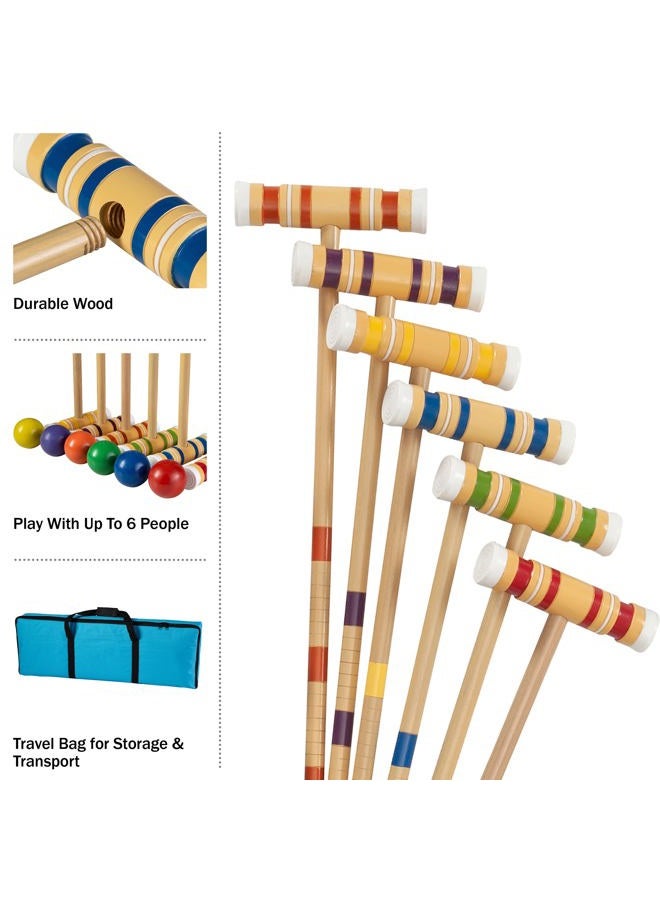Hey! Play! Croquet Set- Wooden Outdoor Deluxe Sports Set with Carrying Case- Fun Vintage Backyard Lawn Recreation Game, Kids or Adults (6 Players) - Image 3