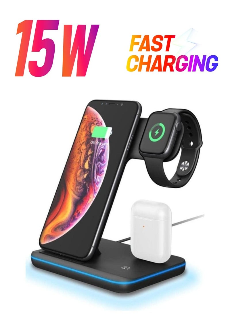 general LED Wireless Charger Ambience Light, Multifunctional Table Lamp Alarm Clock Bedside Night Light Smart Bluetooth Audio Lamp Suitable for Bedroom Home Decoration (White) - Image 1