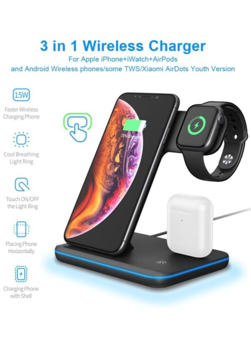 general LED Wireless Charger Ambience Light, Multifunctional Table Lamp Alarm Clock Bedside Night Light Smart Bluetooth Audio Lamp Suitable for Bedroom Home Decoration (White) - Image 2