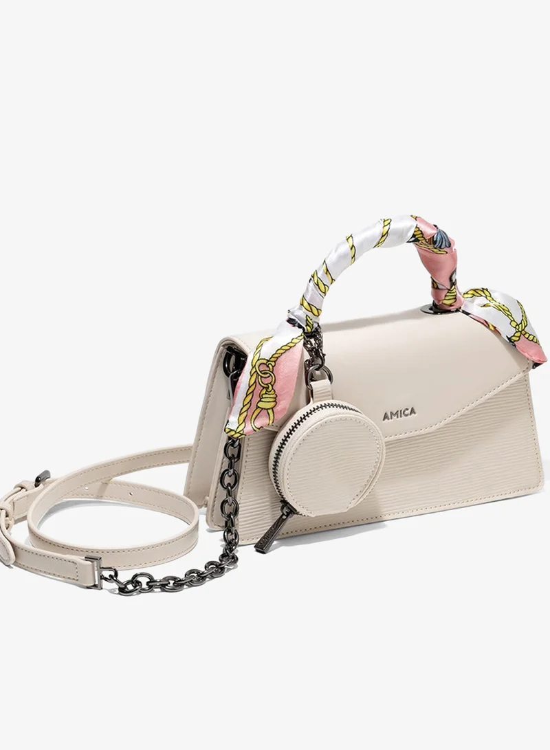 Amica white AMICA Noemi Structured Mini Crossbody Bag - Ivory for Women | Best Price UAE