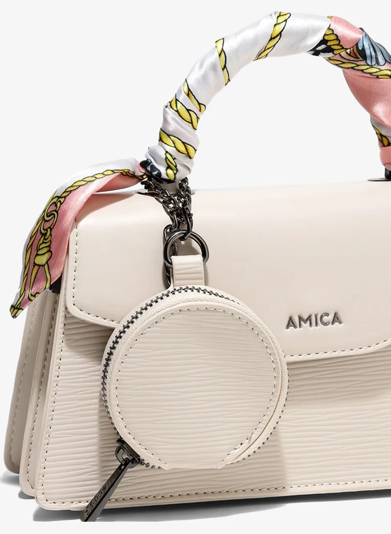Amica white AMICA Noemi Structured Mini Crossbody Bag - Ivory for Women | Best Price UAE