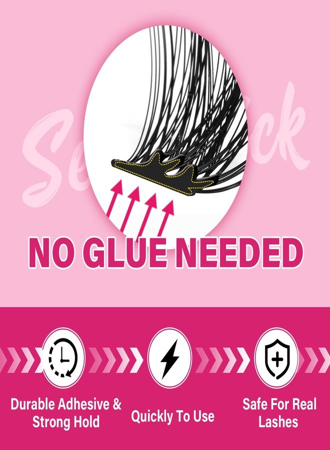 PRO LASHBEAUTY Self Adhesive Eyelashes 48Pcs Lash Clusters Self Stick Lashes Reusable Self-adhesive Lashes No Glue Cluster Lashes Easy for Use(Lotus,D-10-18mix) - Image 5