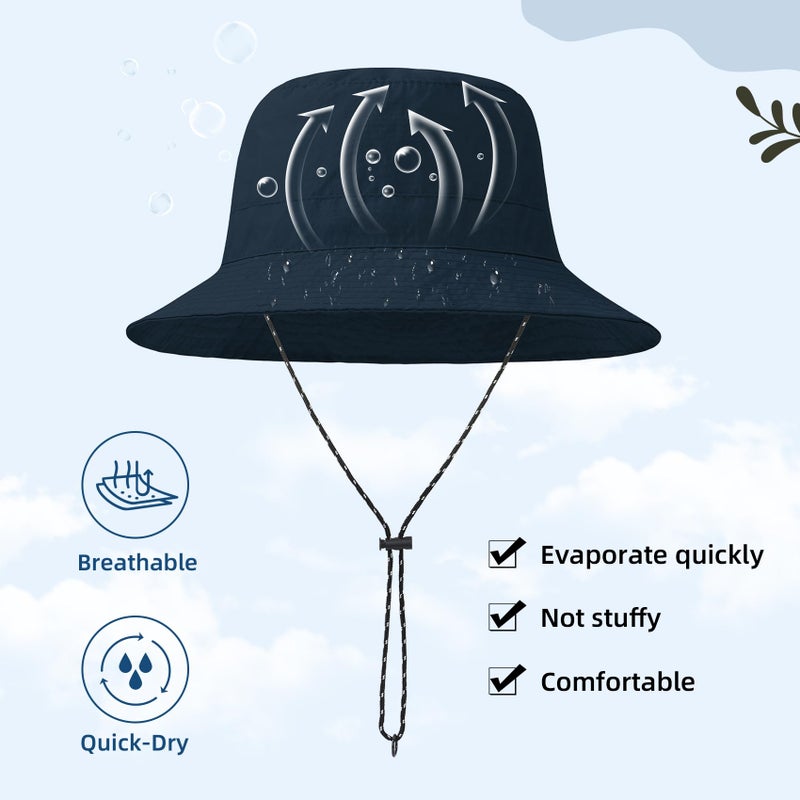 Durio Waterproof Bucket Hats for Woman UPF 50+ Sun Hat UV Protection Packable Rain Hats for Women Lightweight Hiking Hat Navy One Size - Image 5