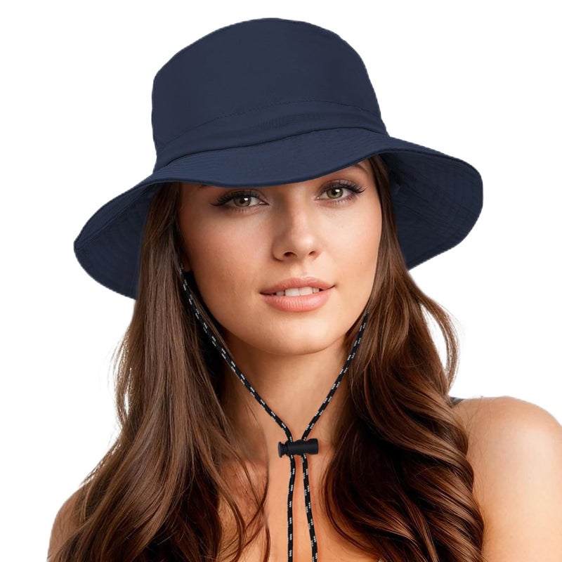 Durio Waterproof Bucket Hats for Woman UPF 50+ Sun Hat UV Protection Packable Rain Hats for Women Lightweight Hiking Hat Navy One Size - Image 1