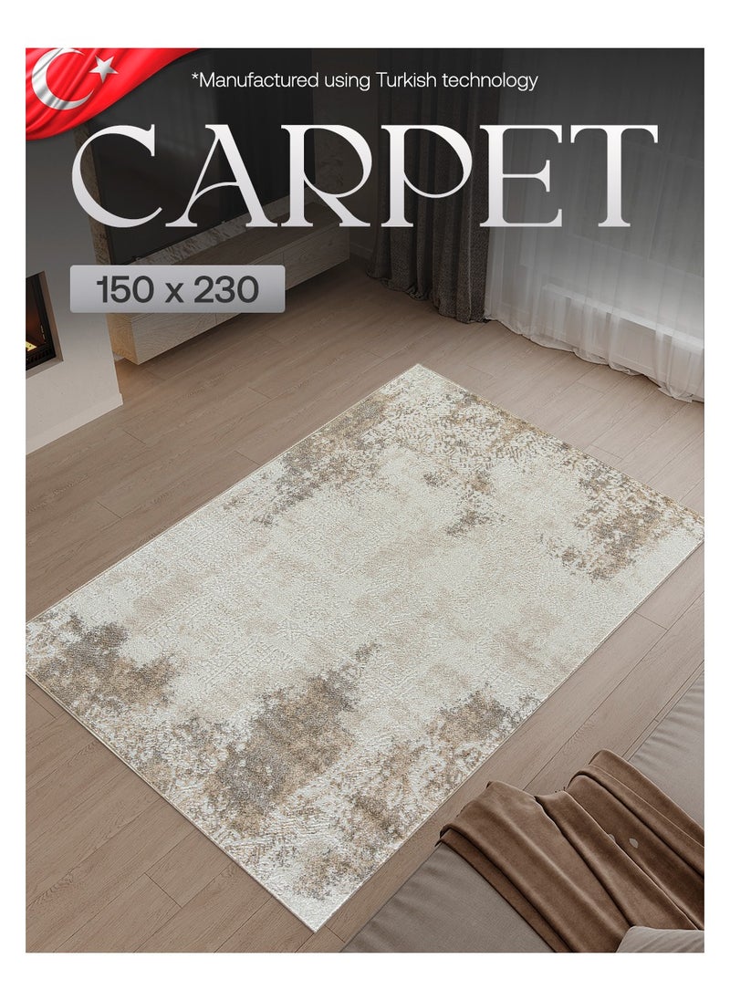 Generic Modern Vintage Style Area Rug Non-Slip Super Soft Touch Living Room Bedroom Floor Decoration Carpet Beige Natural Light Rectangular 150x230 cm  - Image 1