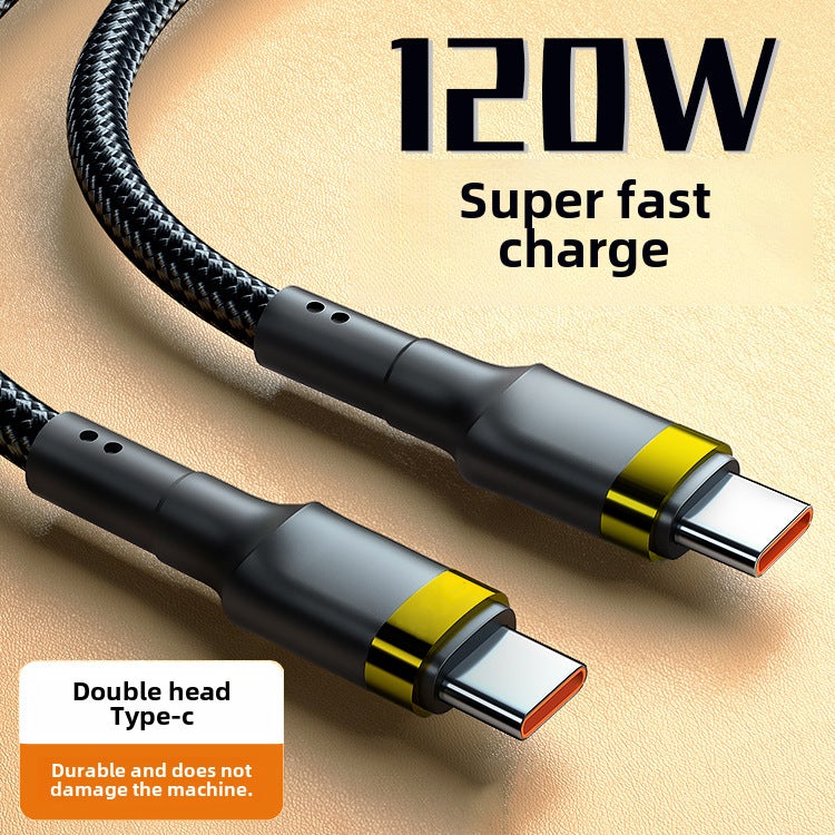 6A Dual Type-C Cable 120W PD Fast Charging Braided 25cm - Image 2