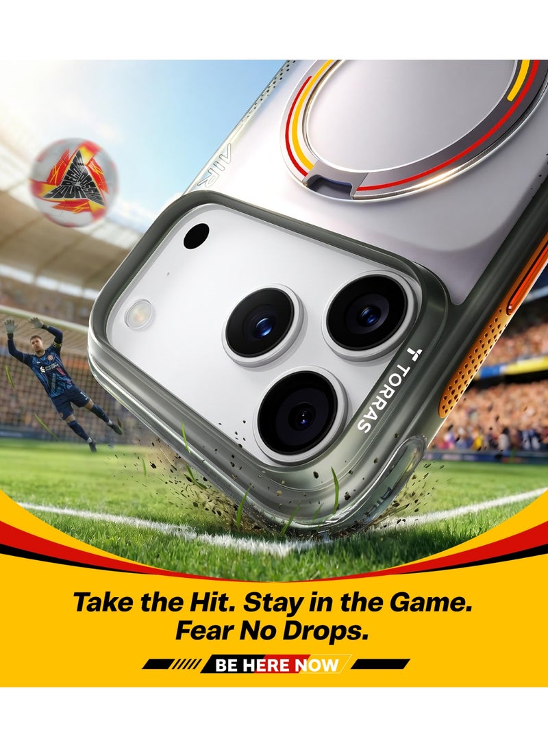 Ostand Q3 Air Football Series 2026 MagSafe Case for iPhone 17 Pro Max – 360° Rotating Kickstand, Mili-Grade Drop Protection, Slim Lightweight Magnetic Cover, Iron Edition Iron - Image 4