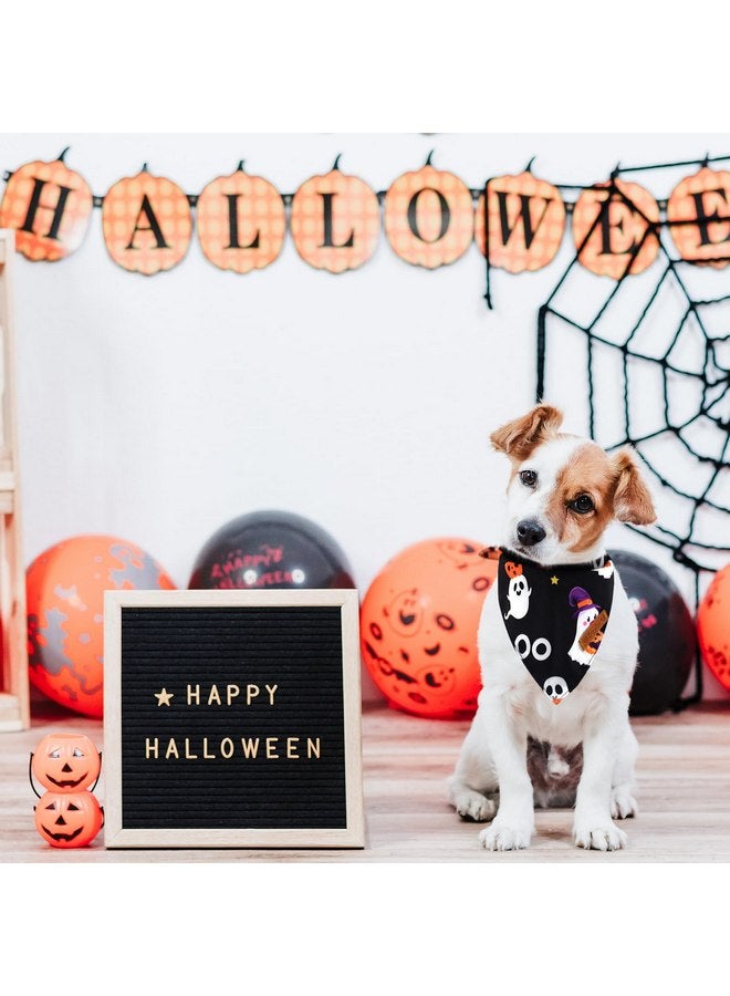 Kreyfer 2 Pieces Halloween Dog Bandanas, Double-Sided Reversible Triangle Scarf, Cute Ghost and Pumpkin Design, Spooky Cat and Spider Pattern, Halloween Pet Costume Accessories for Dogs and Cats (Medium) - Image 5