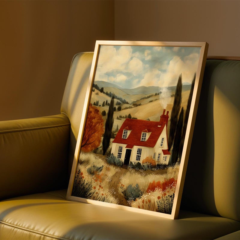 TNESSENTIAL Autumn Cottage Wall Art Print, Cottagecore Farmhouse Landscape Poster, Cozy Fall Home Decor, Country House Painting for Living Room - Image 5