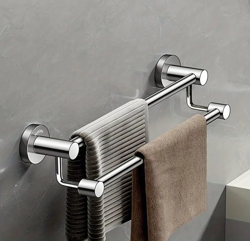 SUNDRY MegaPro Stainless Towel RackTowel HangerTowel Rod for Bathroom and Kitchen 24 Inch Double Rod 2 Feet - Image 1