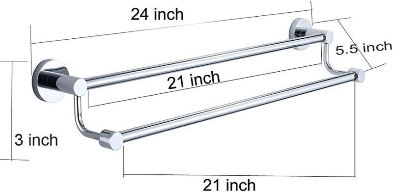 SUNDRY MegaPro Stainless Towel RackTowel HangerTowel Rod for Bathroom and Kitchen 24 Inch Double Rod 2 Feet - Image 2