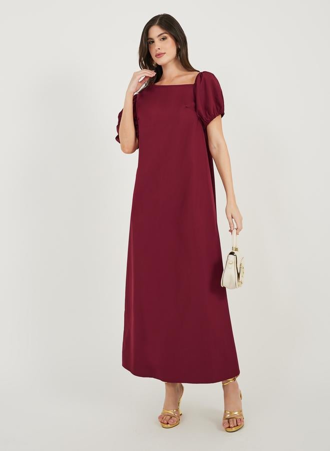 Styli Styli Asymmetric Neck Puff Sleeve Shift Maxi Dress  - Image 1