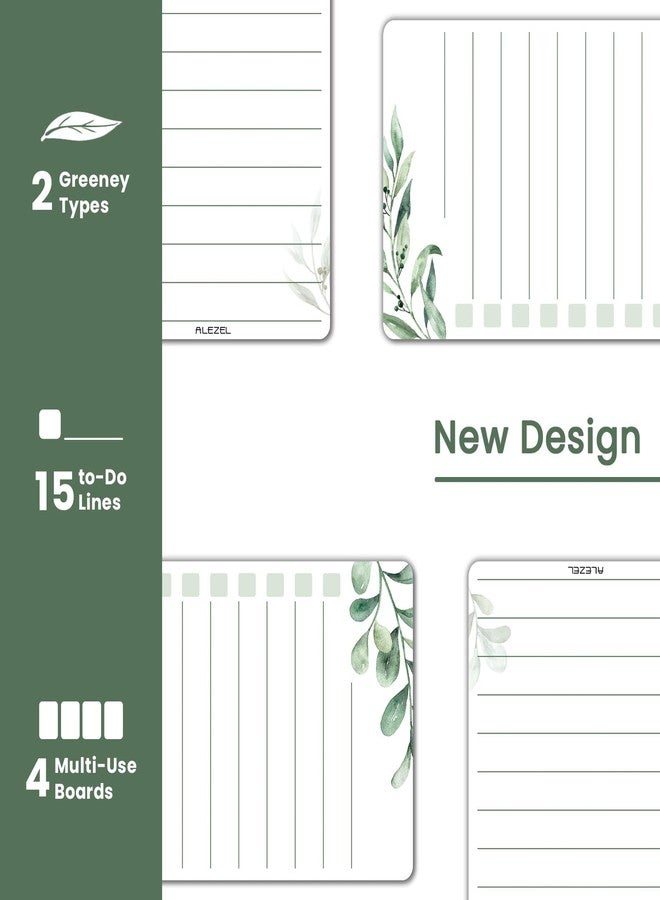 ALEZEL Dry Erase List Board for Fridge Magnetic, Refrigerator to Do List White Board Set - 4 Pcs Greenery Dry Erase Grocery List Whiteboards, 4 Markers + Eraser - Image 2