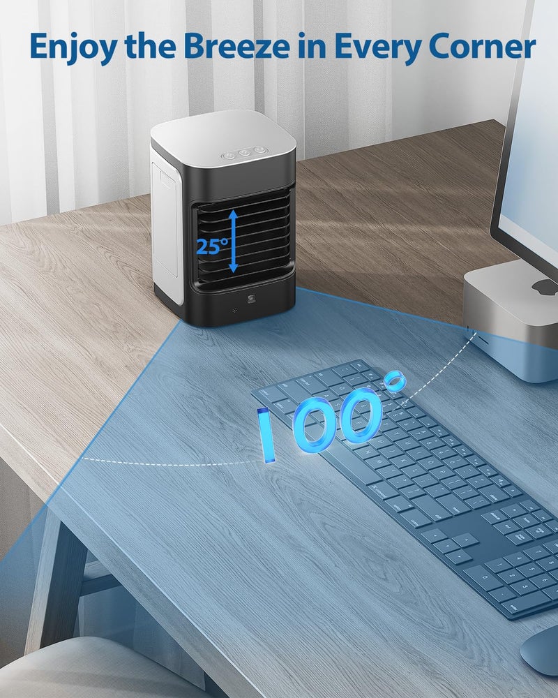 Slkdrft Portable Air Conditioners, Personal Air Conditioner for room, Portable AC Unit Swamp Cooler with 100° Oscillation, USB Powered Mini Air Conditioner for Tent Camping Bedroom,Black-7 - Image 3