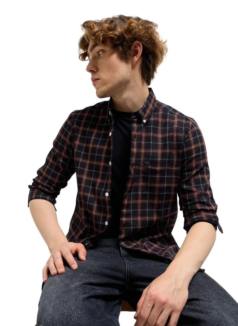 THE BEAR HOUSE Cotton Shirt for Men | Slim Fit, Long Sleeve, Casual or Formal Button-Down | Soft, Breathable Fabric for Work, Everyday, & All-Season Wear in Stylish Colors