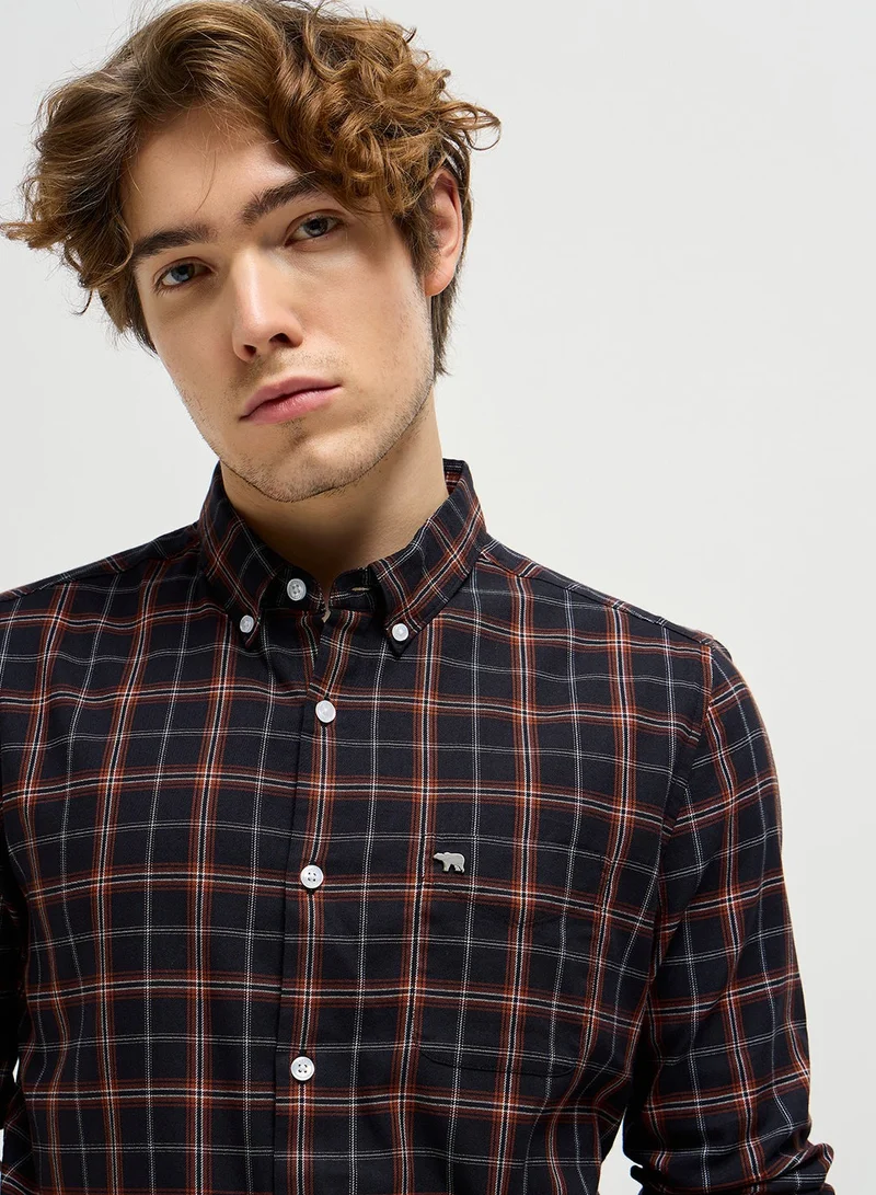 THE BEAR HOUSE Cotton Shirt for Men | Slim Fit, Long Sleeve, Casual or Formal Button-Down | Soft, Breathable Fabric for Work, Everyday, & All-Season Wear in Stylish Colors