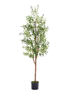 MAMATOONS 6ft Artificial Olive Tree with Pot Indoor Outdoor Artificial Plant 180cm Tall Realistic Look Olive Tree Artificial Tree Simulation Olive Tree With Fruit and Adjustable Branches  - Image 1