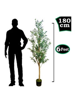 MAMATOONS 6ft Artificial Olive Tree with Pot Indoor Outdoor Artificial Plant 180cm Tall Realistic Look Olive Tree Artificial Tree Simulation Olive Tree With Fruit and Adjustable Branches  - Image 3