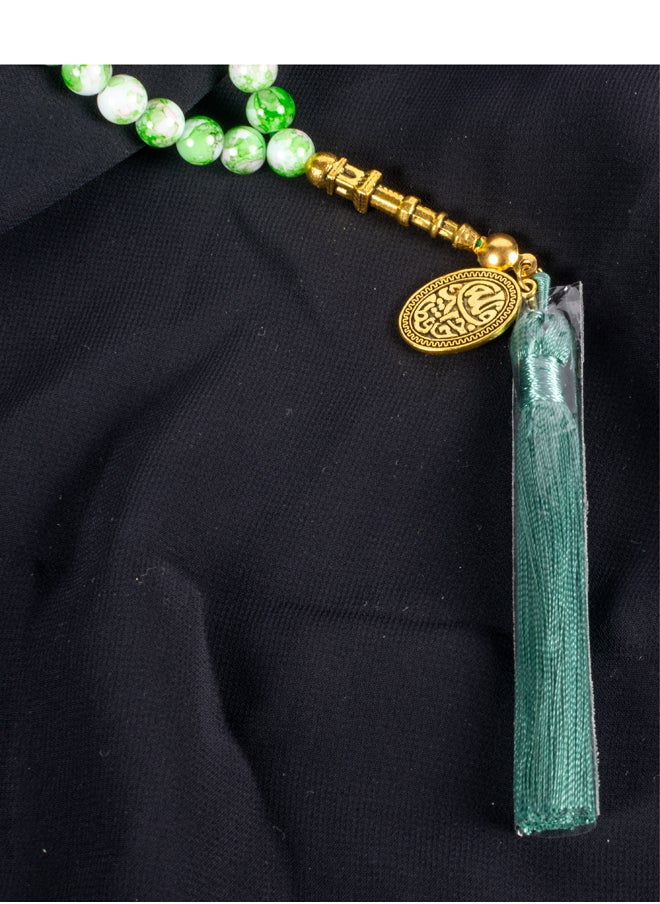 The Black Pearl Accessories Green White Alabaster Stone Prayer Bead of 33 Beads  - Image 2