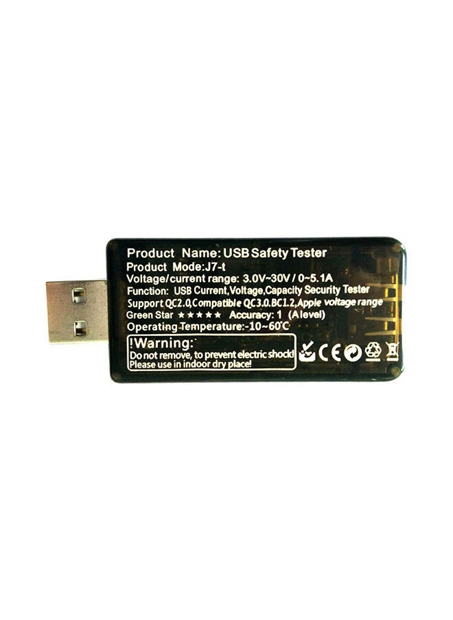 USB Digital Current Voltage Monitor DC 5.1A 30V Amp Meter Tester Black 12x4x10centimeter