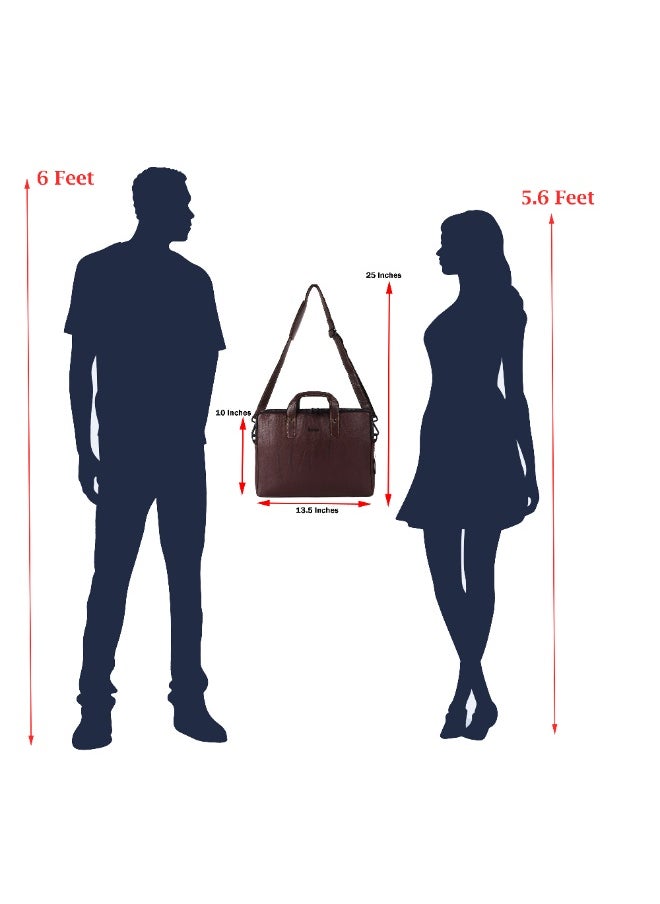 LAVERI LEATHER LAVERI® Genuine Leather Laptop Bag For Men Women – Fits up to 15inch Cow Hide Office Briefcase Business Cross Body Messenger Executive Bag IPad Macbook Adjustable Shoulder Strap Premium Quality - 2817  - Image 2