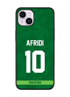 Rugged Black Edge Case iPhone 14 Plus, Slim fit Soft Case Flexible Rubber Edges Anti Drop TPU Gel Thin Cover - Player Name - AFRIDI, Jersey Number- 10