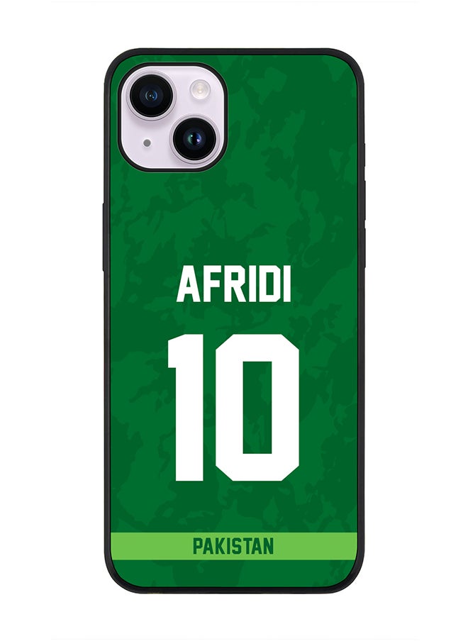 Stylizedd - Rugged Black Edge Case iPhone 14 Plus, Slim fit Soft Case Flexible Rubber Edges Anti Drop TPU Gel Thin Cover - Player Name - AFRIDI, Jersey Number- 10 - Image 1
