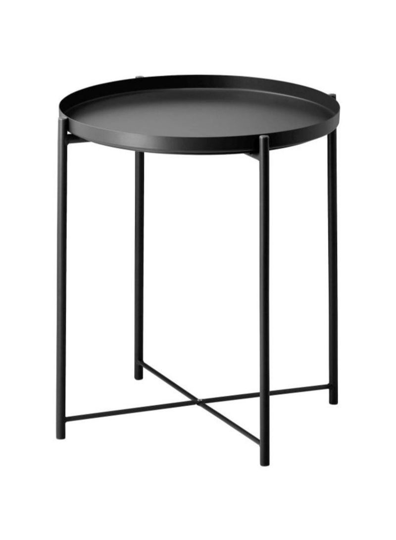 طاولة فولاذية دائرية سوداء - Image 1