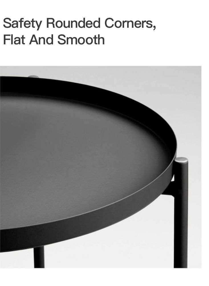 طاولة فولاذية دائرية سوداء - Image 4