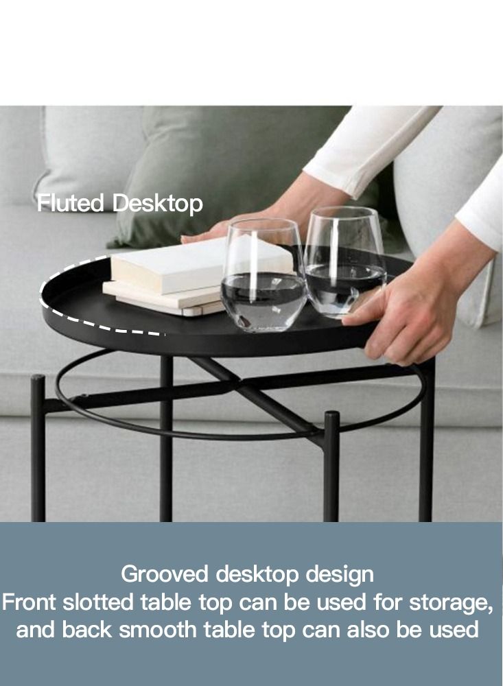 طاولة فولاذية دائرية سوداء - Image 2