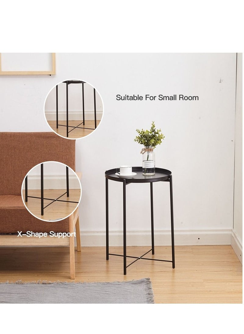 طاولة فولاذية دائرية سوداء - Image 3