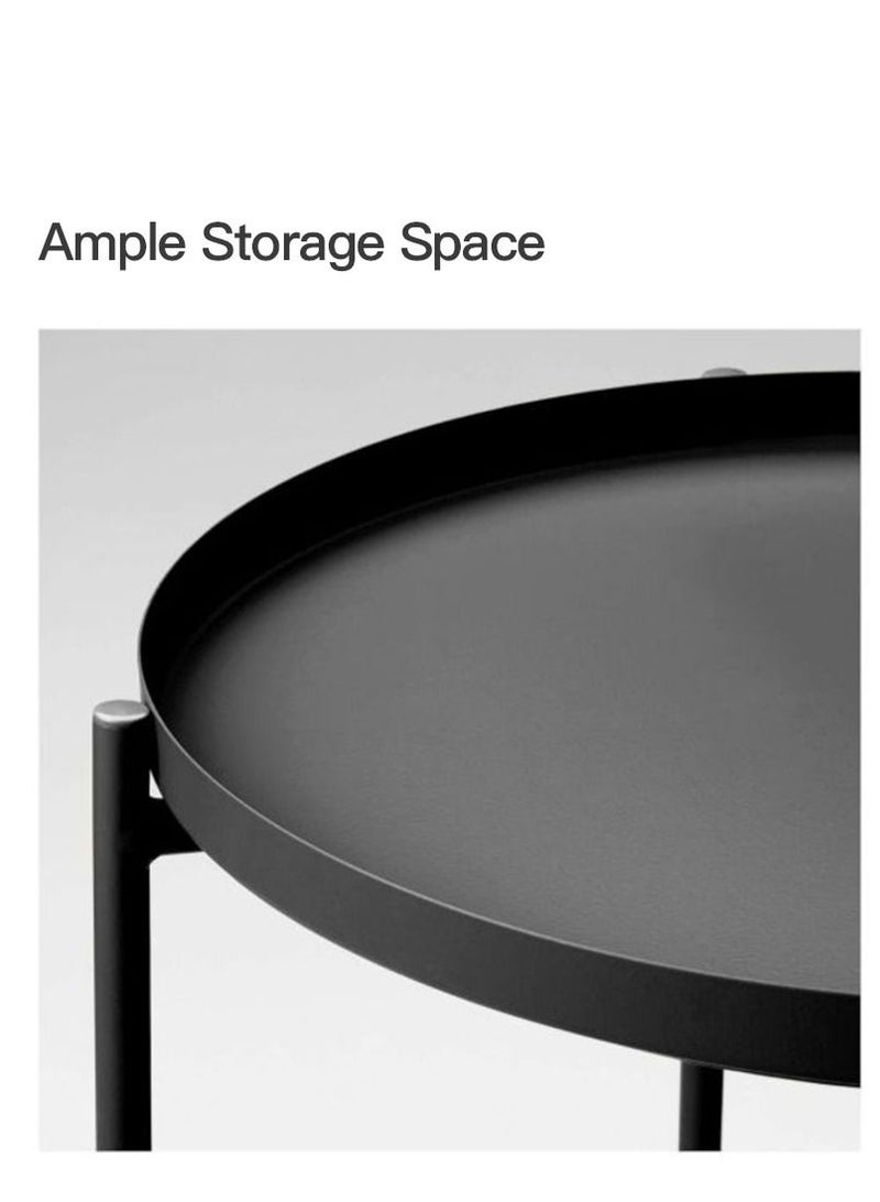 طاولة فولاذية دائرية سوداء - Image 5