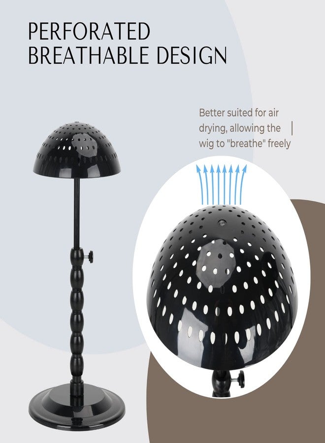 lightmay Wig Stand - Plastic Wig Stand 2 Packs Portable Foldable Wig Hat with Velvet Cover Holder Height Adjustable (12-18.8 Inches) Easy to Install Support Wig Display Stand (Black) - Image 4
