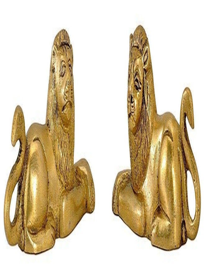 Kartique Brass Lion Idol for Maha Vastu Shastra and Feng Shui Remedies for Home Decor Statue in Pair Wild Animal Collection Items House Warming Decorative Gift Gold Color 330 gm - Image 3