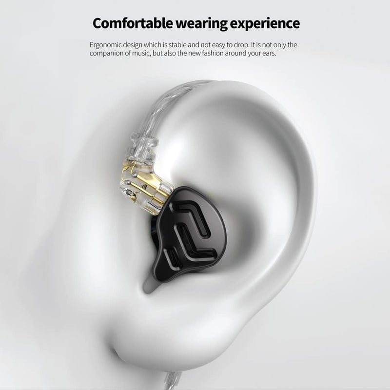 KZ ZNA Wired IEM Earphone with Mic, 12mm Dual-Cavity & Dual Magnetic Dynamic Driver, 30095 Balanced Armature, in Ear Monitor with OFC Detachable Cable (with Mic, Black) - Image 5