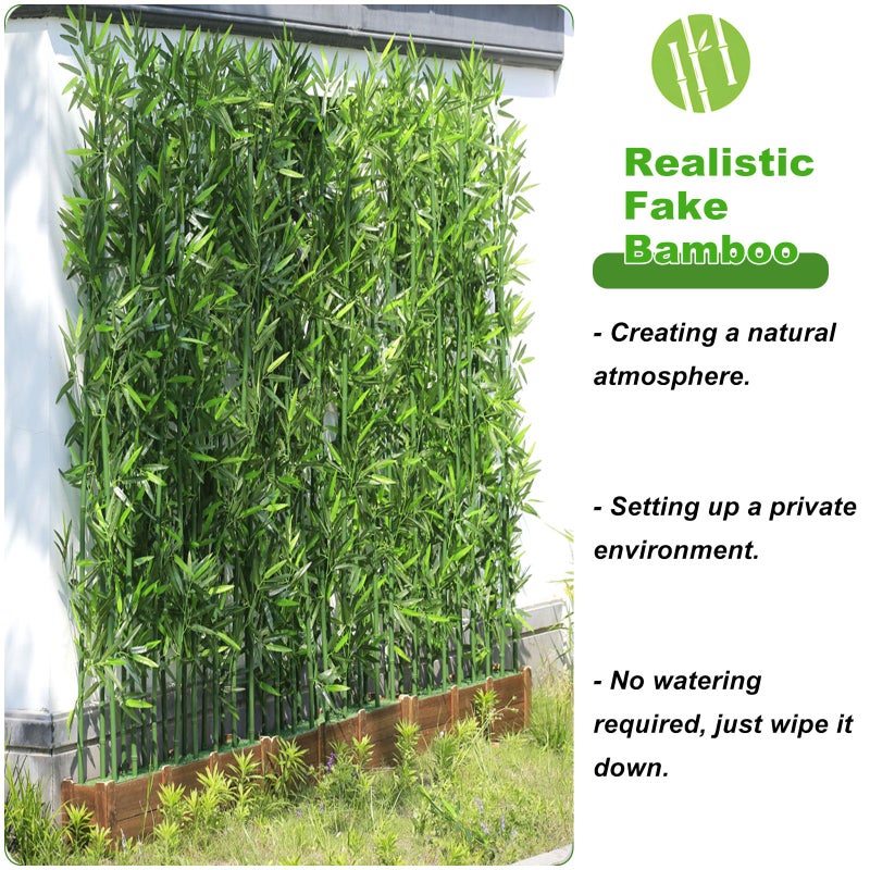 HOUSESET 4/5/6ft Artificial Bamboo Tree 10 Pack, Fake Bamboo Plant with Encrypted Silk Leaves for Garden Yard Indoor Outdoor Decor, Privacy Waterproof Faux Plants (4ft/122cm) - Image 5