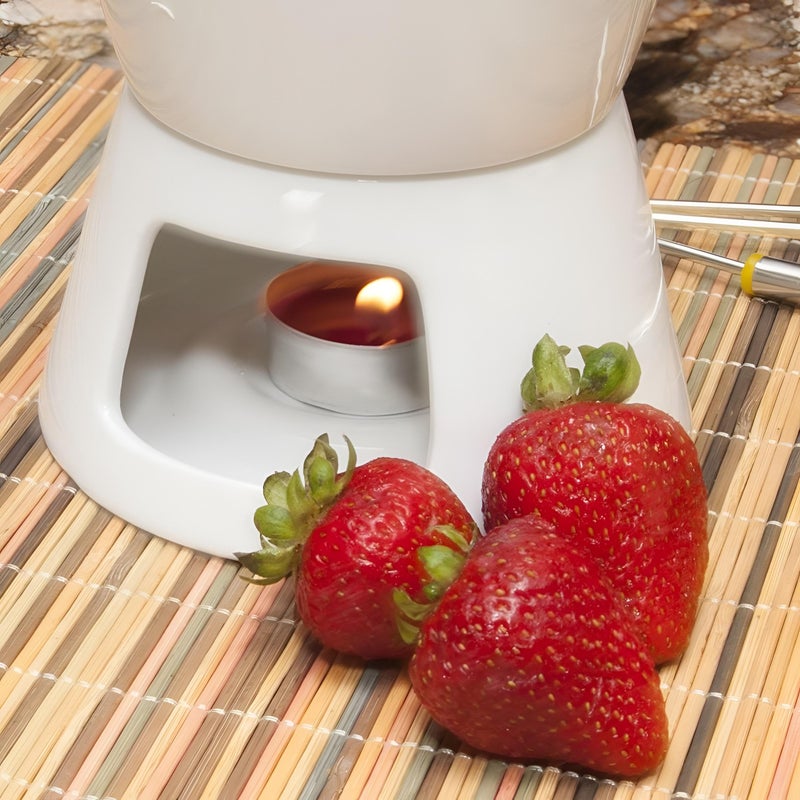 Chocolate Pot - Elegant White Porcelain Fondue Set for Melting Sweet Treats, Includes Durable Ceramic Bowl and Serving Utensils, Ideal for Romantic Dinners or Family Gatherings at Home Today (model 1) - Image 3