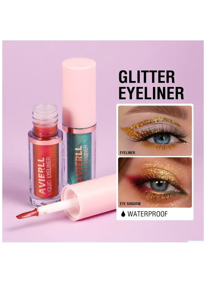 Avierll - 8 Colors Liquid Eyeliner Set, Long-lasting Waterproof Colorful Shimmering Glitter Liquid Eyeshadow/Eyeliner, Easy To Apply, No Smudging, Fast-drying, Long-lasting Eye Makeup Set - Image 1