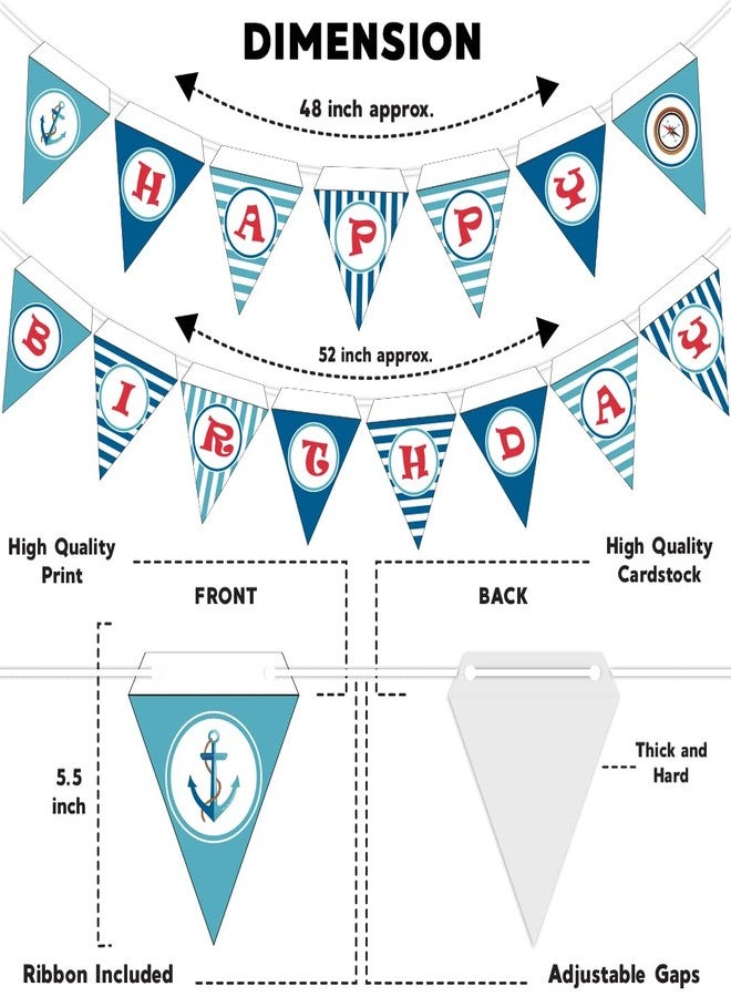 Festiko® Pirate Theme Birthday Decoration Set of 8 Pcs,Happy Birthday Decoration,Pirate Birthday Decorations for Kids Birthday Party Supplies (Banner,Cake Topper,Cup Cake Toppers) - Image 3