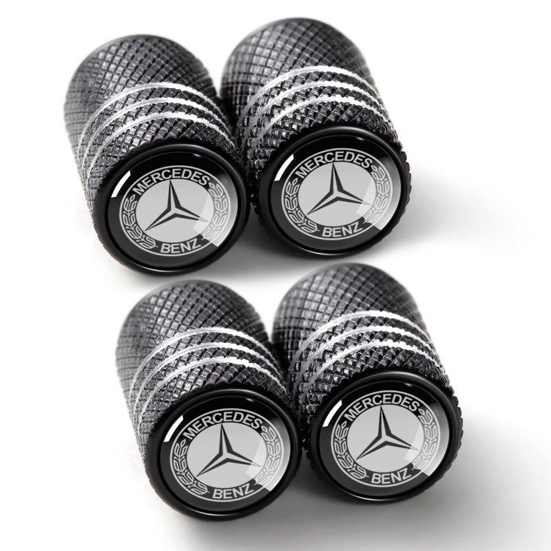 Tire Valve Stem Cap Cover for Mercedes Benz AMG Belt ORing Seal Corrosion Resistant tire Valve caps 4 Pack Black