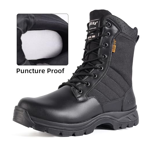 IODSON Men's Military Tactical Work Boots with Side Zipper, Puncture Resistant, Desert Combat, Army Jungle, 8 Inch Lightweight Hiking Boots Black US 9 - Image 2